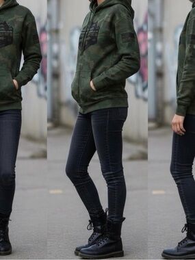 Howitzer MFG Camo Zip-Up Hoodie – Size XL